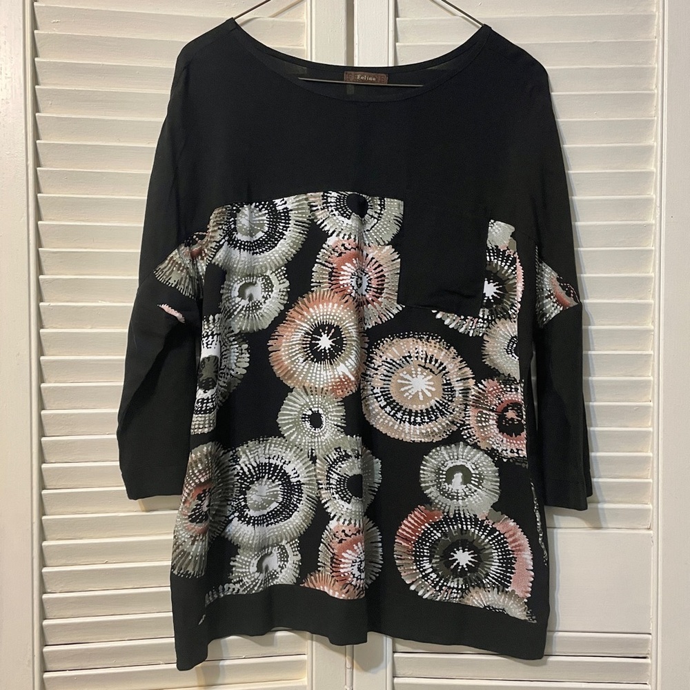 Black Fireworks Print Blouse